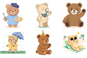 Teddy Bear Illustration Set, an Animal Illustration by Pixels.Craft (Thumbnail 2 of 4)