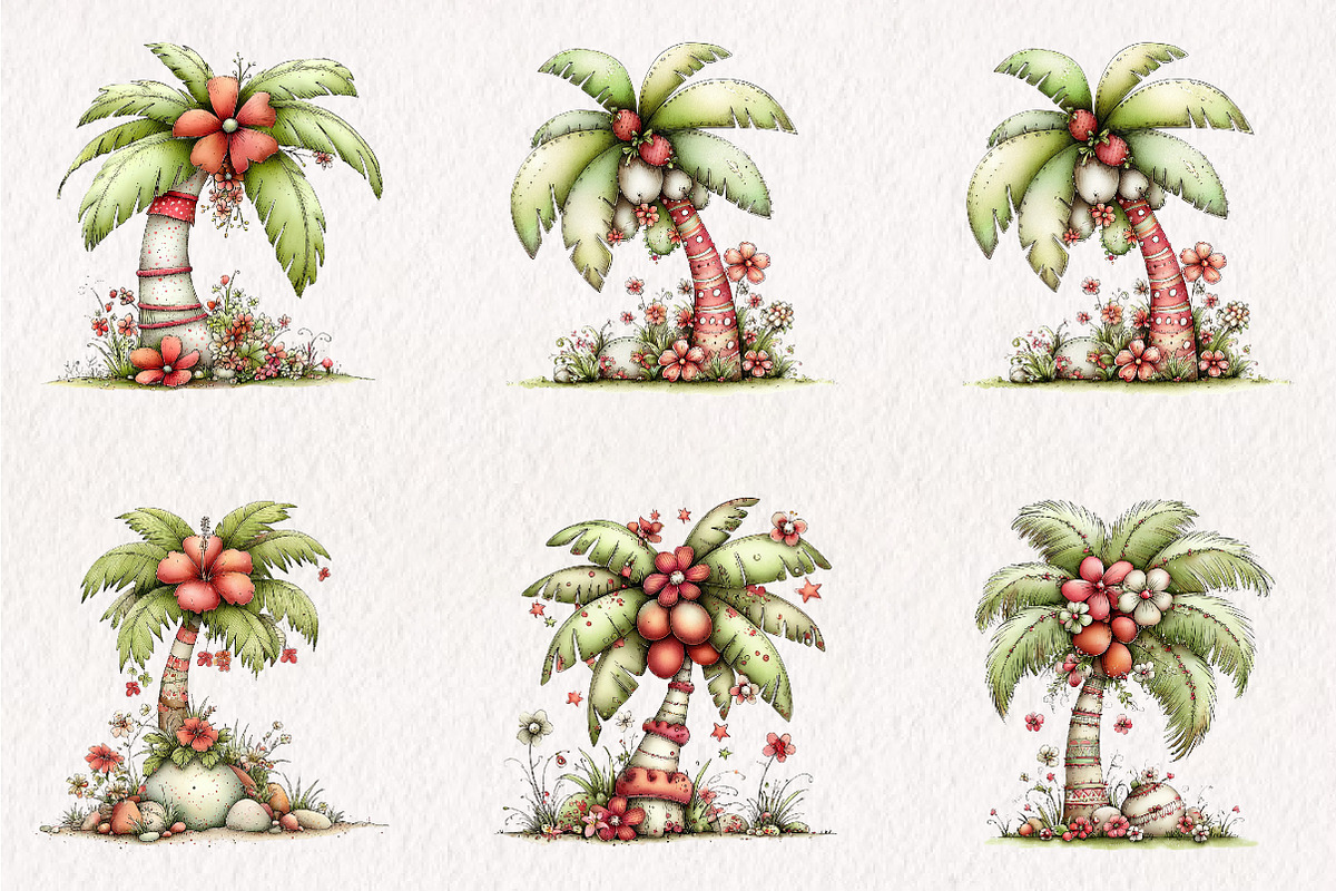 Whimsical Summer Palm Tree Clipart, an Illustration by CreationArt (Photo 4 of 10)