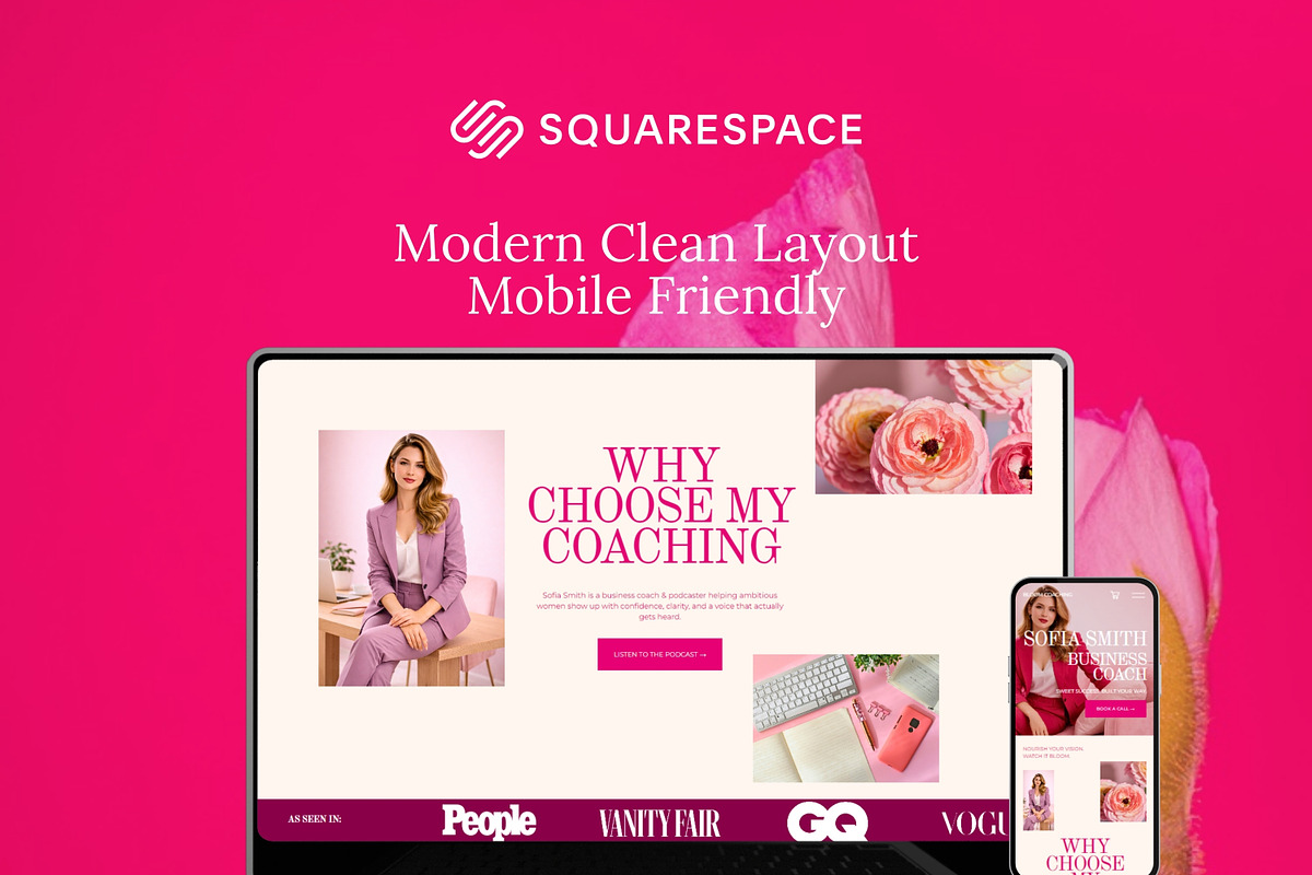 Bold Pink Coach Squarespace Template, a Squarespace Template by Sofia Designs (Photo 5 of 11)