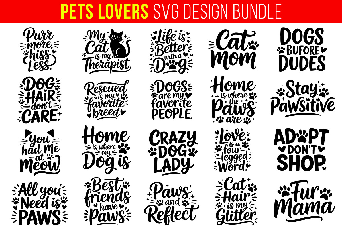 20 Pet Lovers SVG Design Bundle, an Object Graphic by himelgfx