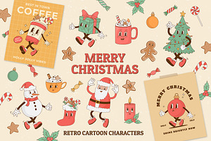 Retro Christmas Cartoon Characters