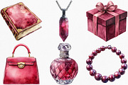 Watercolor Burgundy Beauty Clipart, an Illustration by Canvas Craft (Thumbnail 2 of 7)