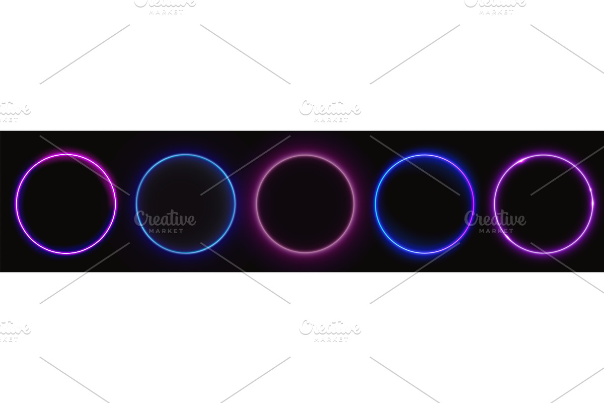 Neon halo rings with purple and blue, an Illustration by art PVP - market