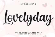 Lovelyday | Script Font, a Handwritten Font by Scratchones (Thumbnail 1 of 8)