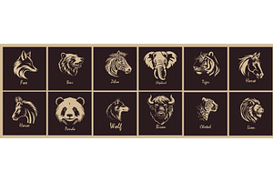 Set of animal logos. hand drawing, an Animal Illustration by Nenahliadava Design