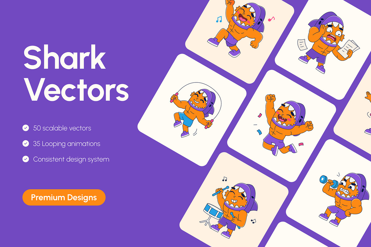 85 Shark Vector Icons Bundle, an Emoji Icon by Creative Stall (Photo 1 of 11)