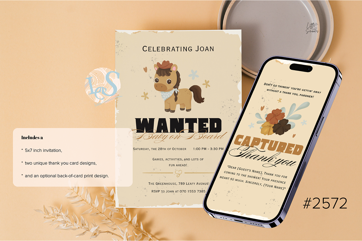 Western Horse Baby Shower Invitation, an Invitation Template by Little Creative Scribbles (Photo 3 of 7)