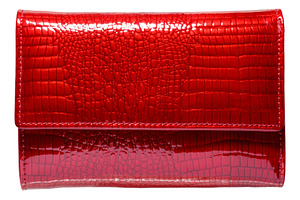 A vibrant women's wallet made of red patent leather with a croco, a Beauty & Fashion Photo by ndanko