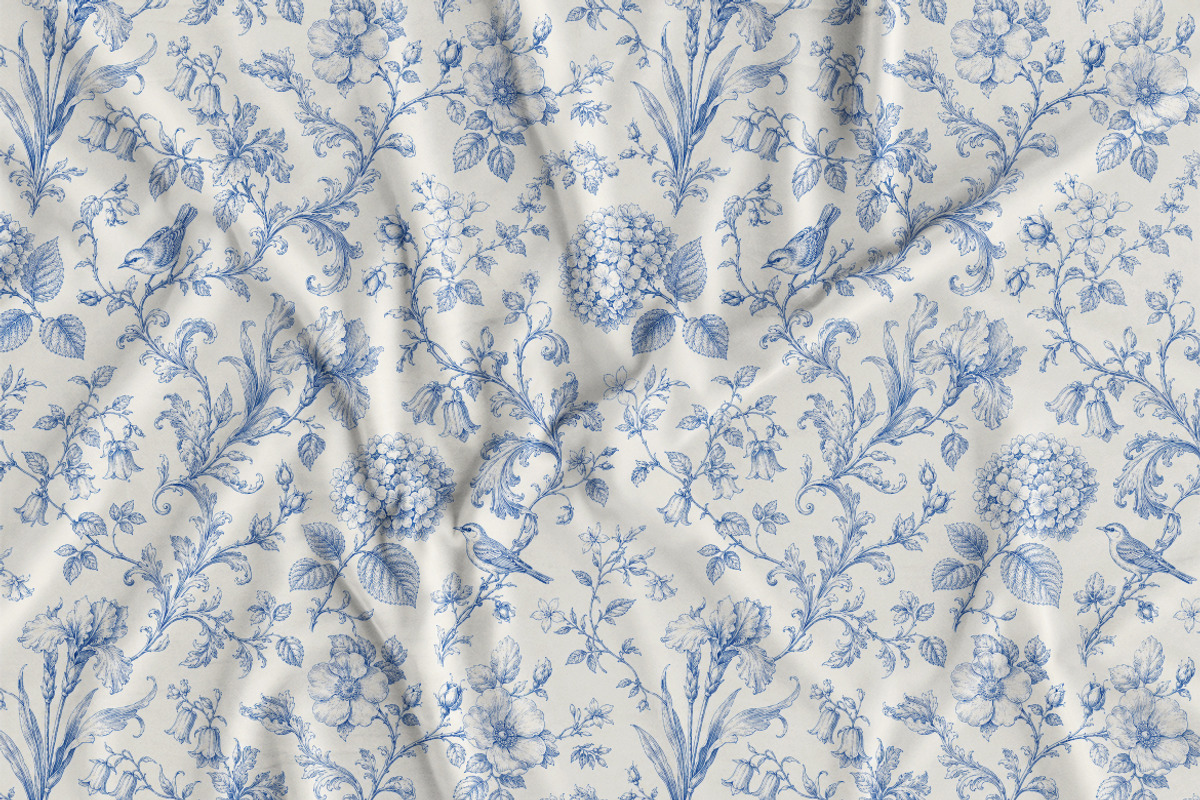 Vintage Blue Toile Seamless Pattern, a Pattern Graphic by Olya Creative (Photo 5 of 5)
