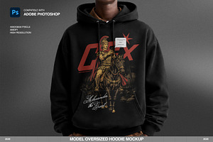 Model Oversized Hoodie Mockup