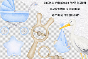 Baby Boy Newborn Watercolor Clipart