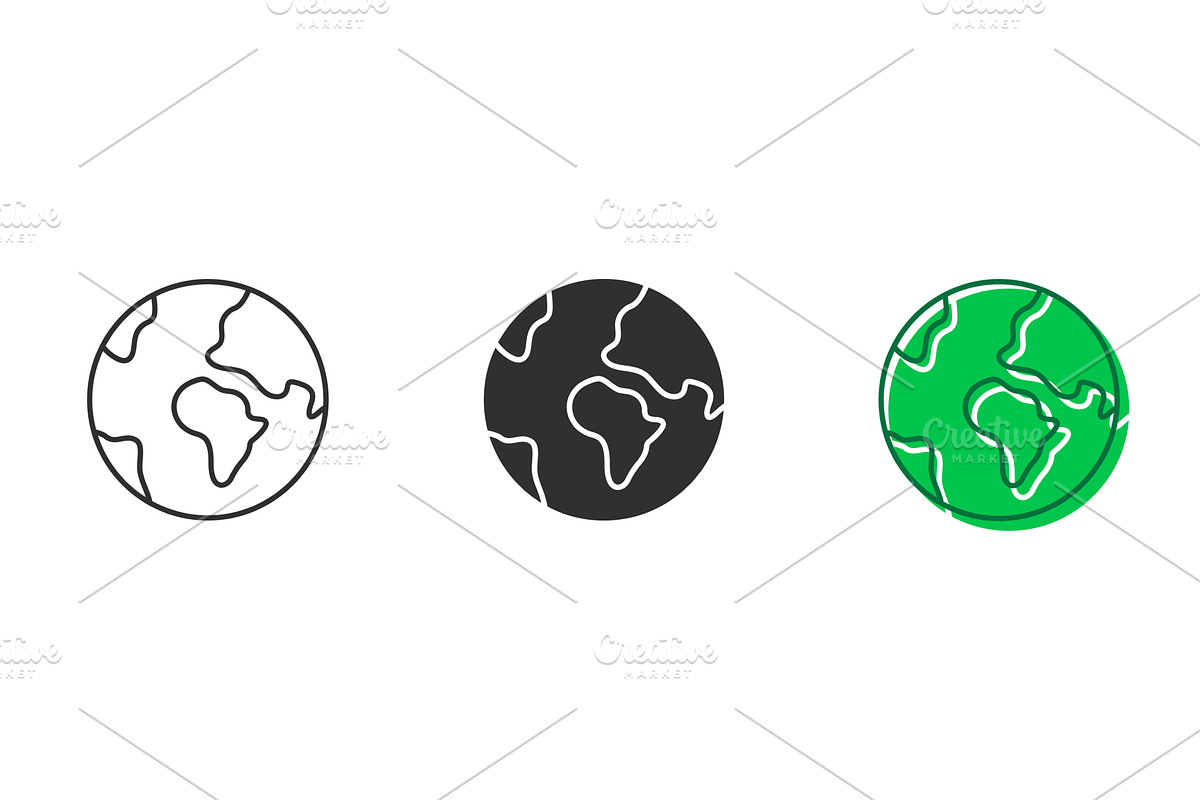 Earth Globe Line and Silhouette Icon, an Object Illustration by Gentle Studio