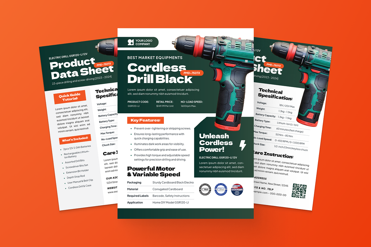Cordless Drill Data Sheet, a Flyer Template by MMPixelCraft (Photo 3 of 6)
