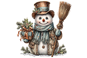 Snowman With Gift Clipart PNG, an Illustration by Memories By Lea (Thumbnail 10 of 17)
