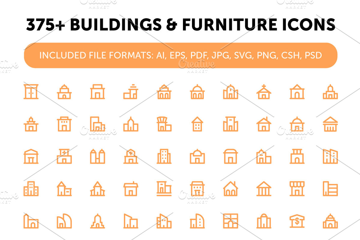 375+ Buildings and Furniture Icons