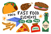 Fast Food Vector Elements, a Food Illustration by Luamor (Thumbnail 1 of 9)