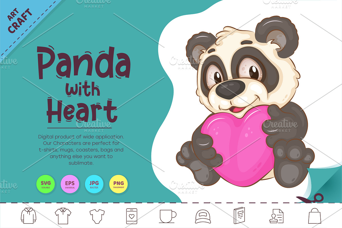 Cartoon Panda with Heart. Clipart., an Animal Illustration by KENO Mascots (Photo 1 of 3)