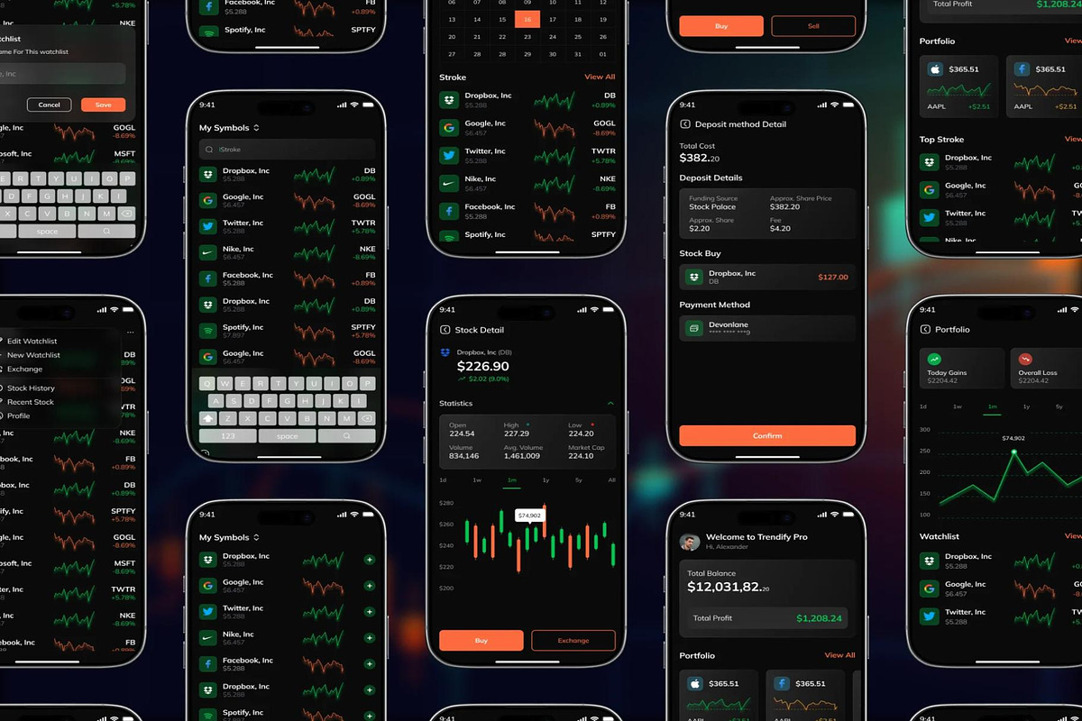Trendify Pro Stock Trading App UIKit, an UI Kit Template by Lumina_ui_ux202 (Photo 3 of 6)