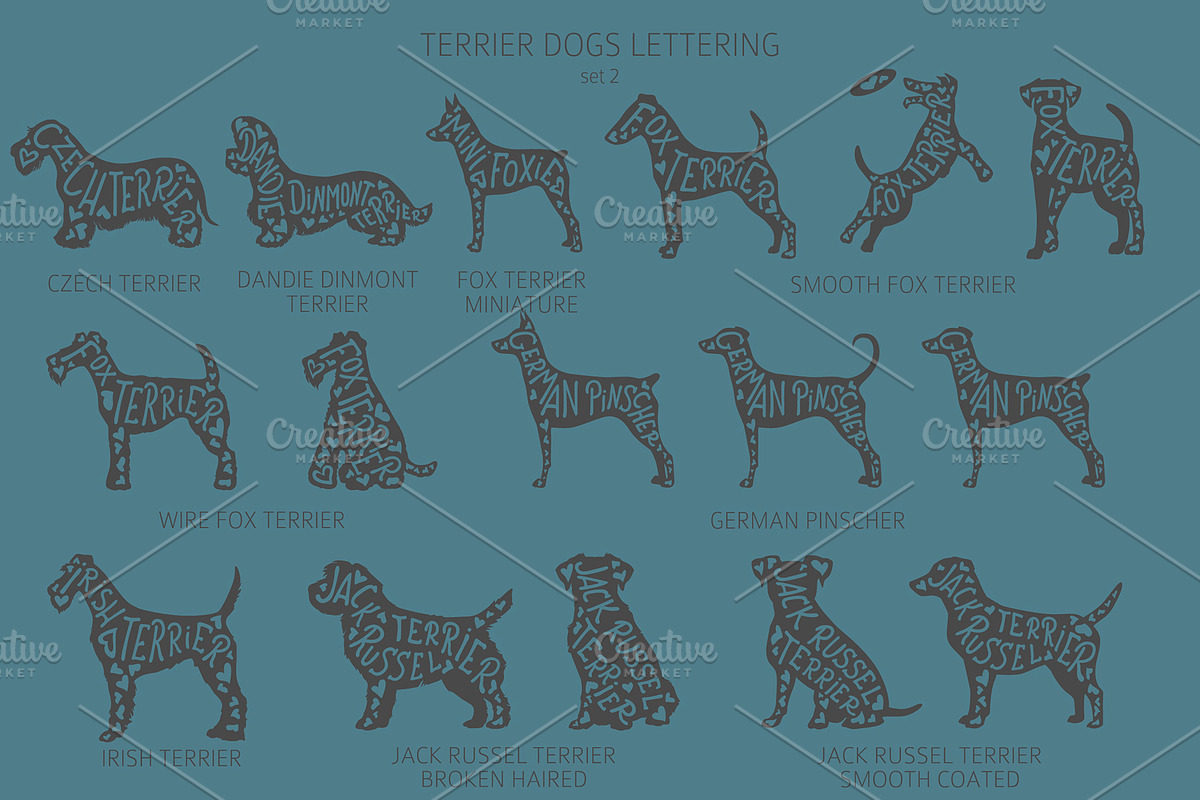 Terrier dogs Silhouettes, an Animal Illustration by pet design shop (Photo 3 of 13)