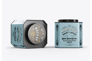 Set Colored Metal Tin Mockup