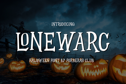 Lonewarc | Spooky Handwritten Font, a Serif Font by Forberas Club
