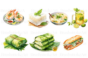 Watercolor Vietnamese Food Clipart