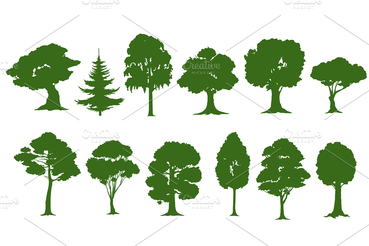 Isolated tree silhouettes trees, an Illustration by Vector Tradition