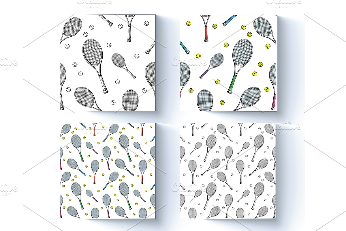 Tennis. Sketch and patterns, a Sport Illustration by Canatic (Photo 3 of 7)