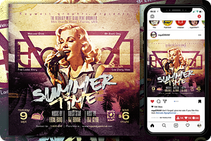 Summer Time Event Vintage Flyer, a Flyer Template by regalDRAW