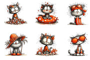 Funny Summer Kitten Watercolor, a Seasonal Illustration by CreationArt (Thumbnail 3 of 4)