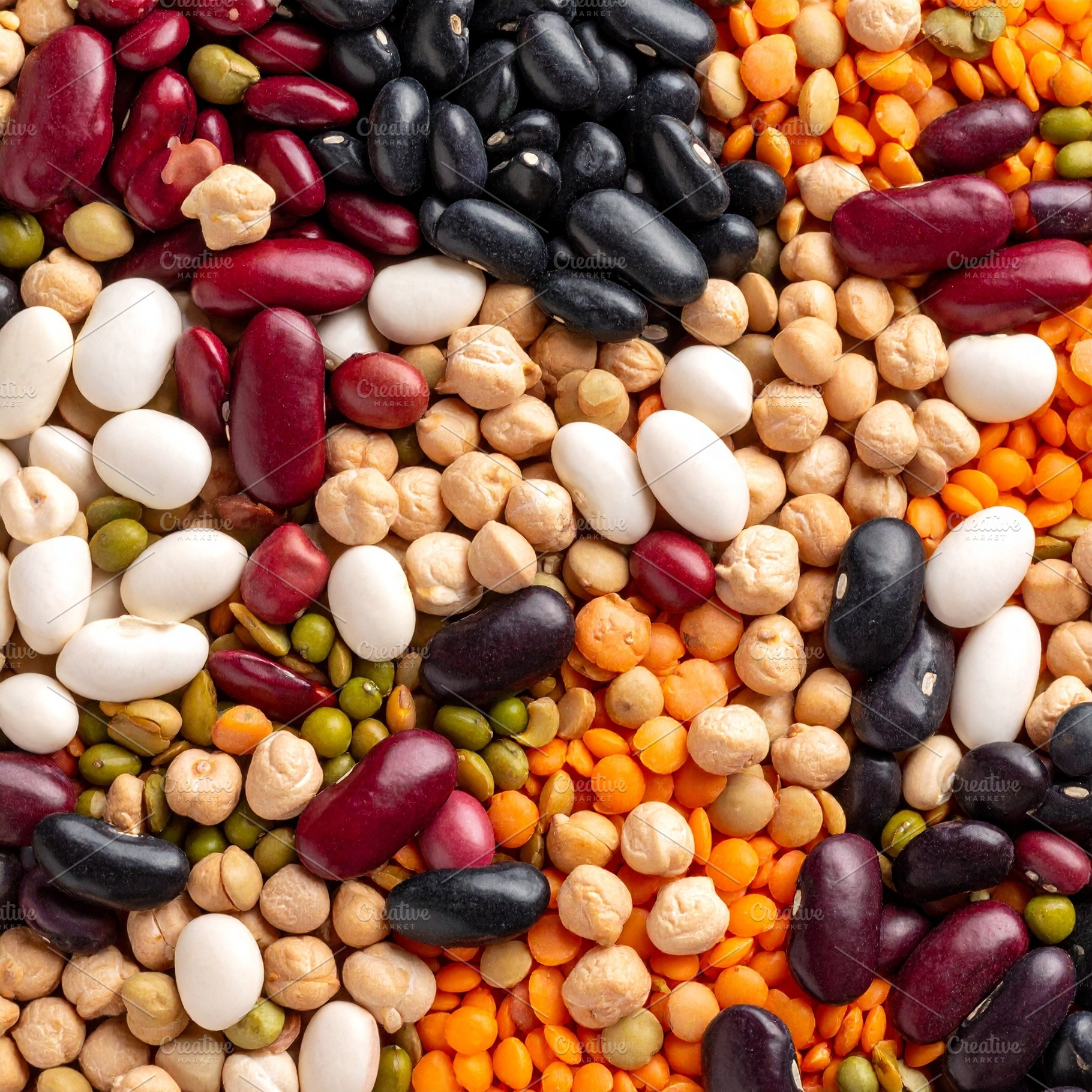 mixed legumes top flat view AI generated, a Photo by WorldPhotos