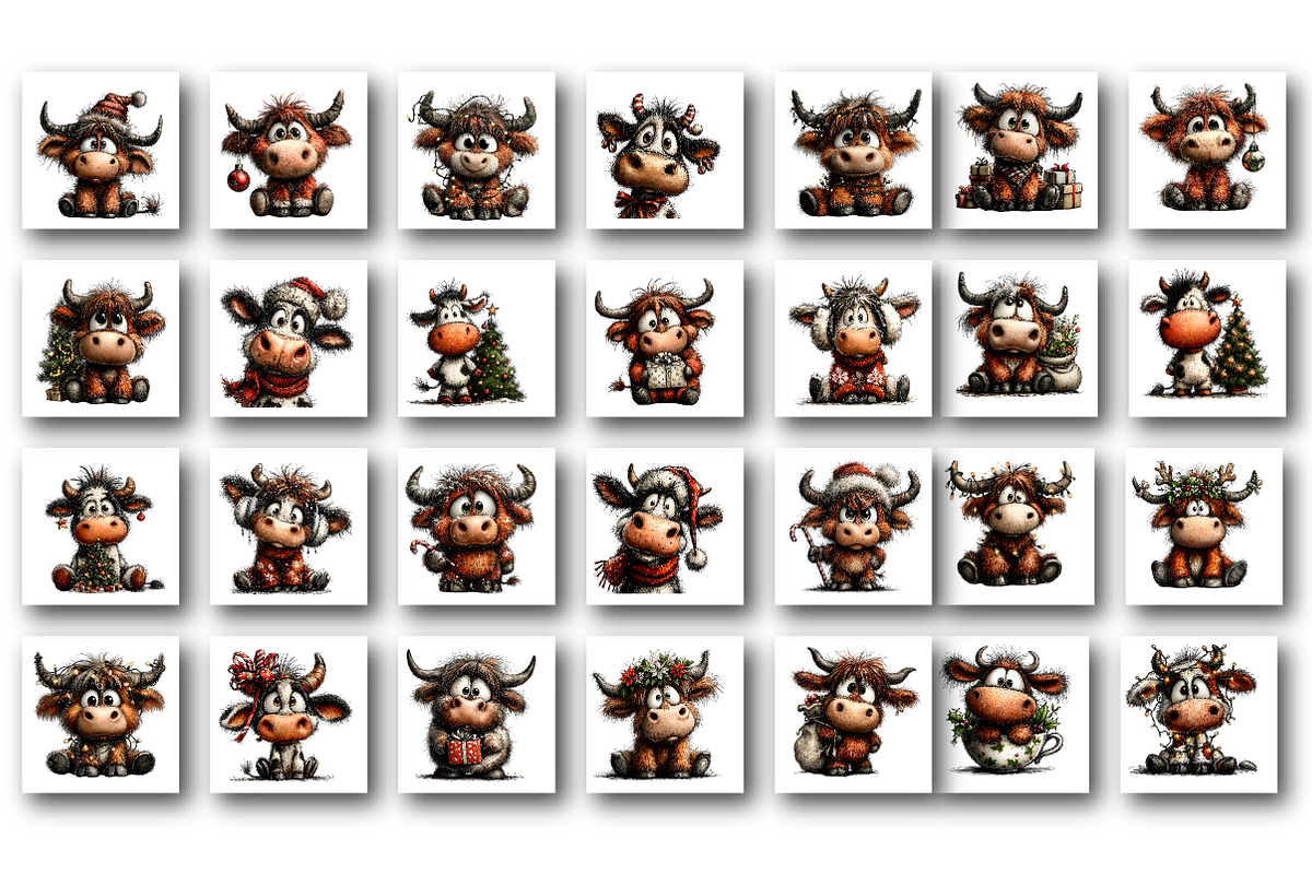 Whimsical Christmas highland cow, an Illustration by Designworld (Photo 3 of 6)