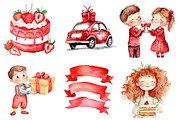 Red Kids Birthday Watercolor Clipart, an Illustration by SinaCreation (Thumbnail 3 of 5)