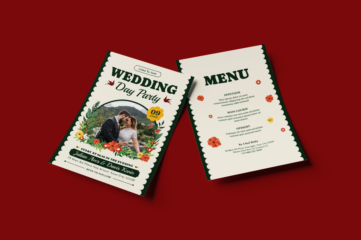 Flowrist Couple Wedding Invitation, an Invitation Template by iDoodle Studio (Photo 3 of 4)