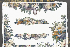 White Peony Floral Snake Border