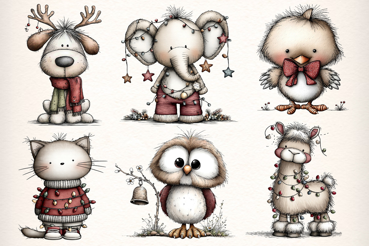 Whimsical Christmas Clipart Bundle, an Illustration by Dream Creation (Photo 3 of 7)