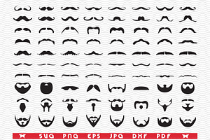 SVG Beard,Moustache,Black Silhouette