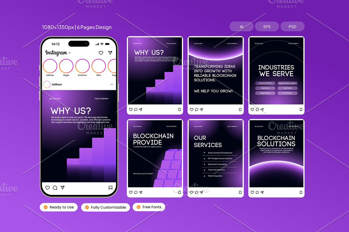 Blockchain Instagram Post, a Social Media Template by Izdihaar_Studio (Photo 1 of 4)