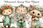 Whimsical Spring Cats Clipart, an Illustration by Craft Nest (Thumbnail 1 of 11)