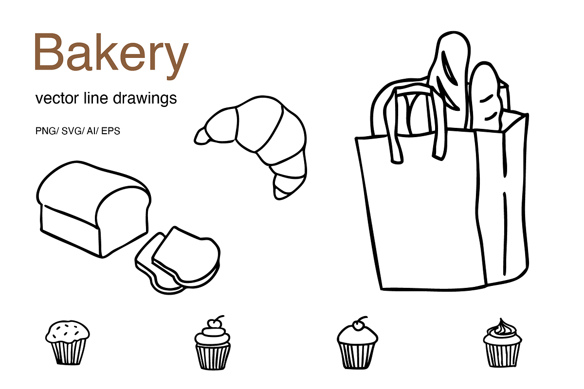 Bakery | Vector Line Drawings, an Illustration by teenyweenyday (Photo 1 of 3)