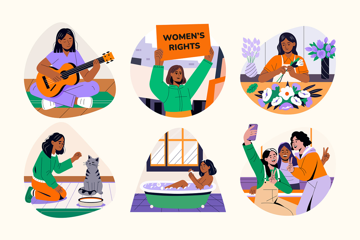 Girl Life Illustration Set, an Emoji Icon by Creative Stall (Photo 6 of 9)