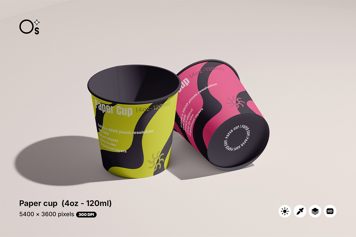Paper cup (4oz - 120ml), a Cups & Container Mockup by Opaq Studio (Photo 1 of 7)