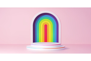 3D podium stage with rainbow, a Decorative Illustration by Buch&Bee