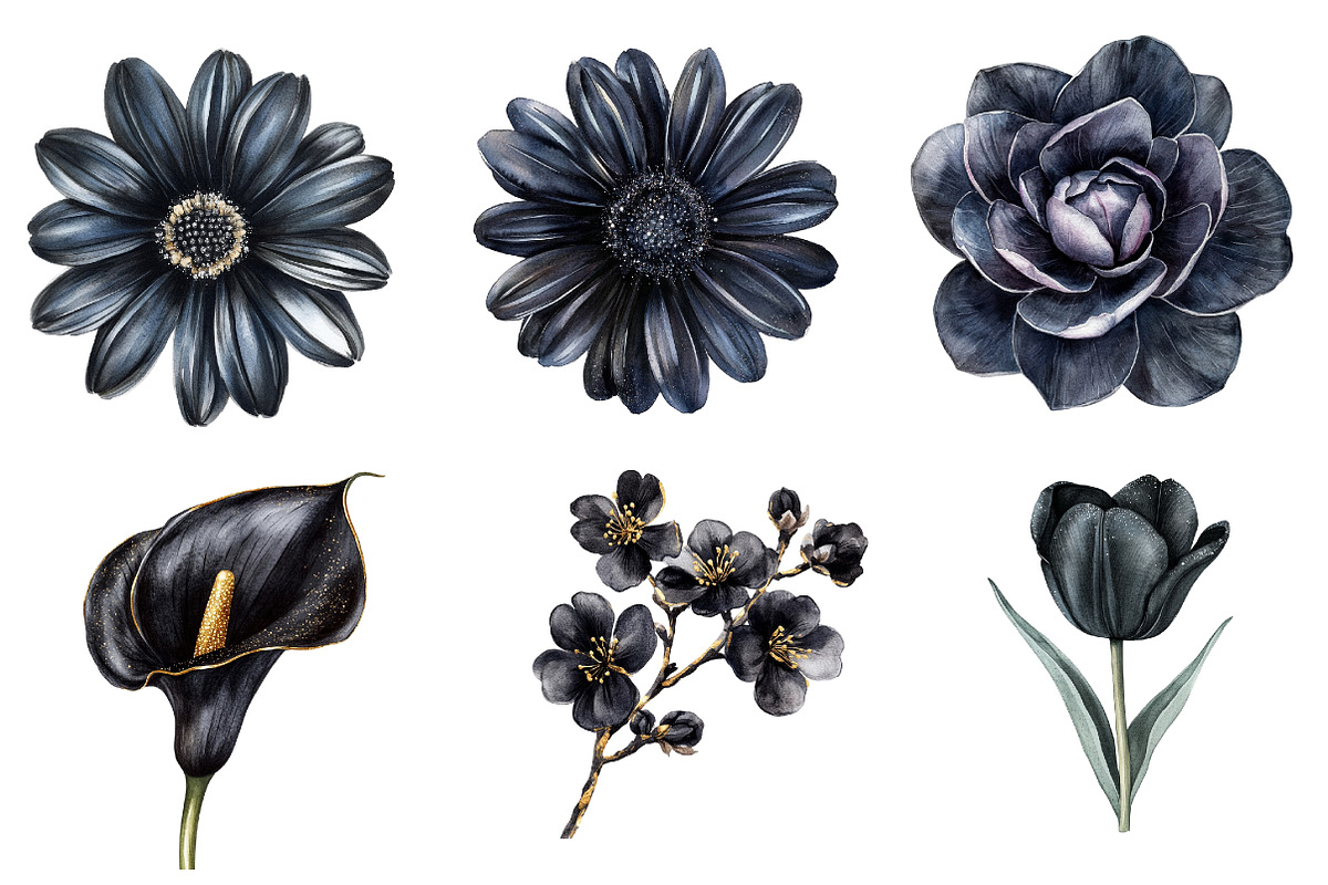 Glitter Luxury Black Spring Flower, an Illustration by CreationArt (Photo 2 of 5)