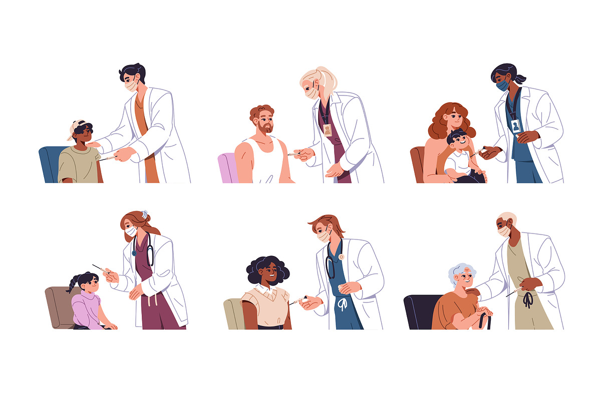 Vaccination of people set, a Healthcare Illustration by PaperTrident (Photo 1 of 8)