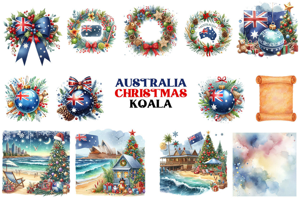 Australia Christmas Koala cliparts, a Seasonal Illustration by FITALARTSNEDIGI (Photo 5 of 10)