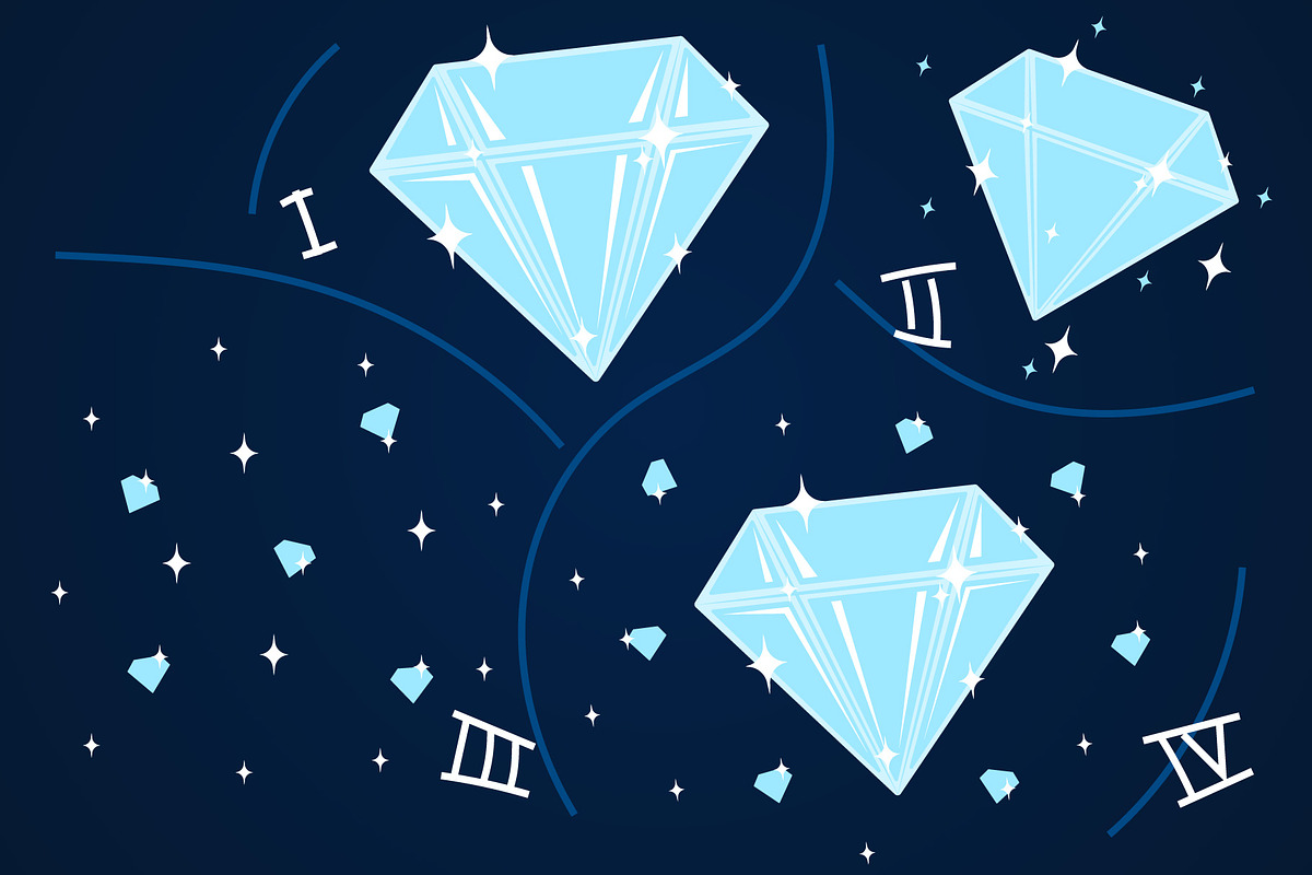 Isolated Vector Shining Diamonds, a Decorative Illustration by UoaHH (Photo 3 of 3)