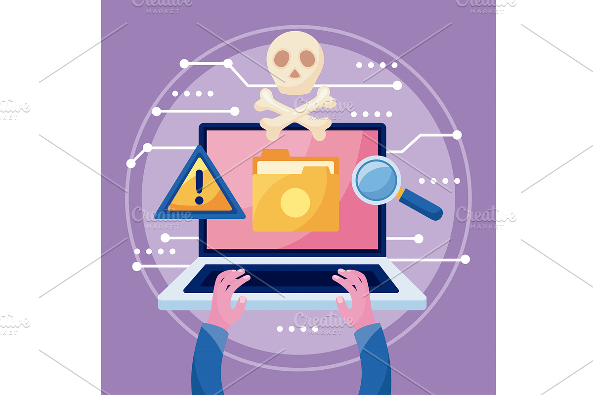 cyber attack with laptop, a Technology Illustration by studiogstock