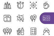 New Year Line Icons Set, an Outline Icon by Adl Studio (Thumbnail 3 of 4)