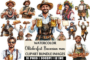 Oktoberfest Bavarian man clipart set, an Illustration by Craft Nest